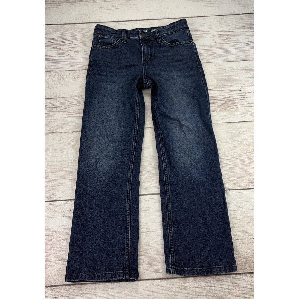 Cat & Jack Boy's 10 Denim Pants Jeans Straight Dark Wash Blue Adjustable Waist